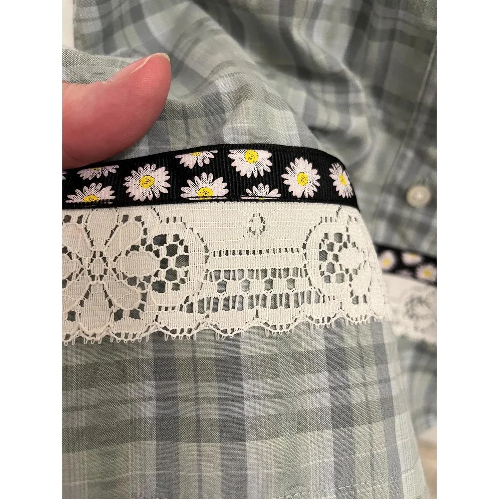 Kitchen Apron Repurposed Green Plaid Shirt Ladies OS for XS-XL